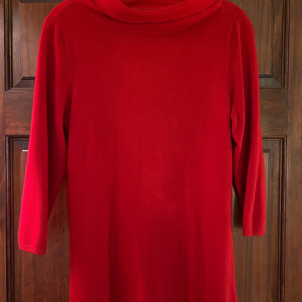 New York & Company Vibrant Red Cowl Neck Sweater